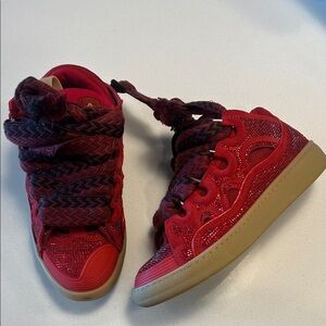 Lanvin Curb Rhinestone Sneakers Red